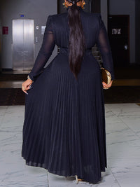 Solid Pleated Maxi Dress