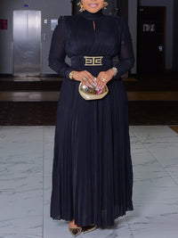 Solid Pleated Maxi Dress