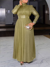 Solid Pleated Maxi Dress