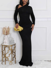 Asymmetric-Neck Maxi Dress