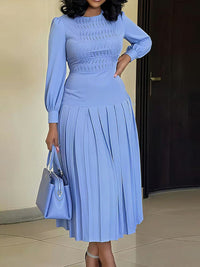 Solid Pleated Midi Dress