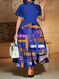Printed Combo Midi Dress