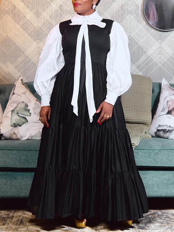 Two-Tone Ruffle Maxi Dress