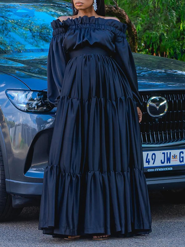 Off-Shoulder Ruffle Maxi Dress