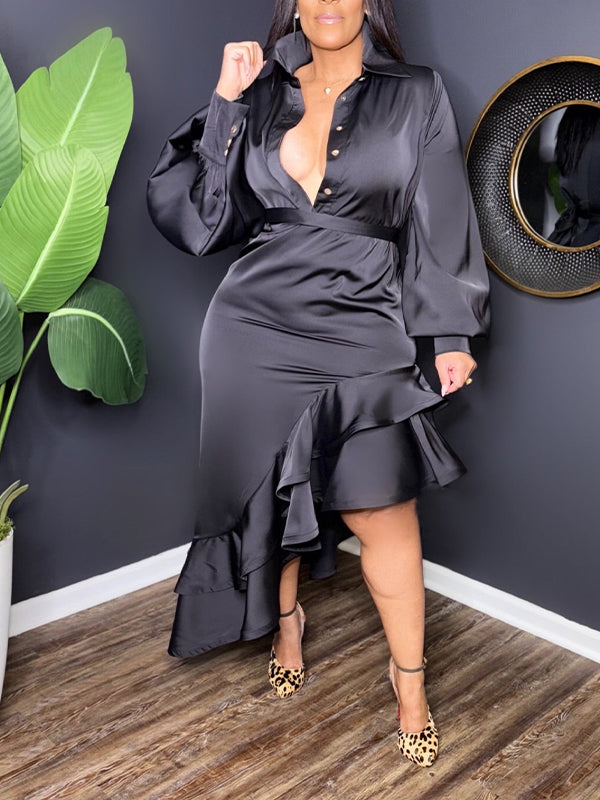 Solid Tied Shirt Dress