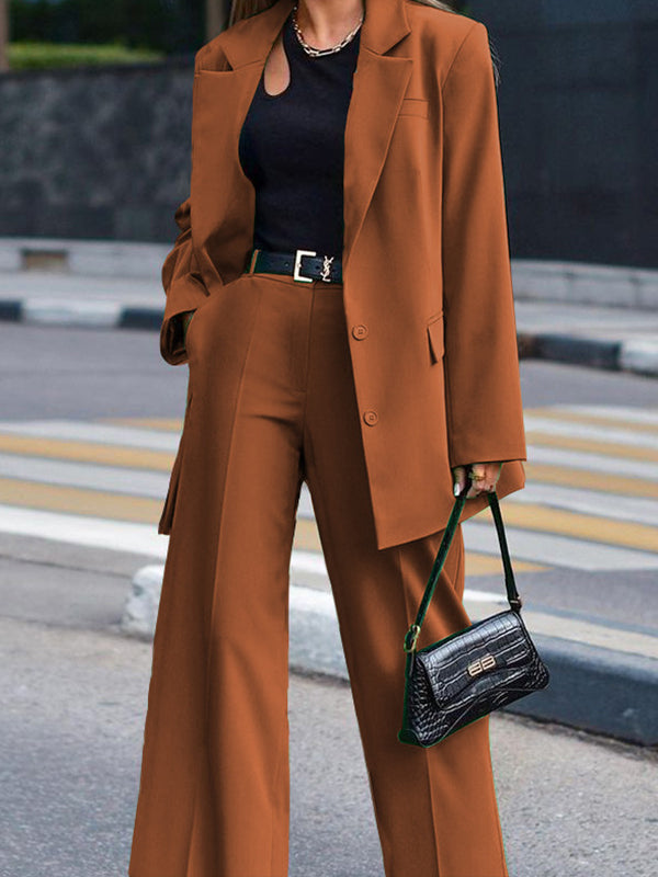 Solid Blazer & Pants Set