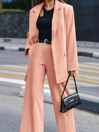 Solid Blazer & Pants Set