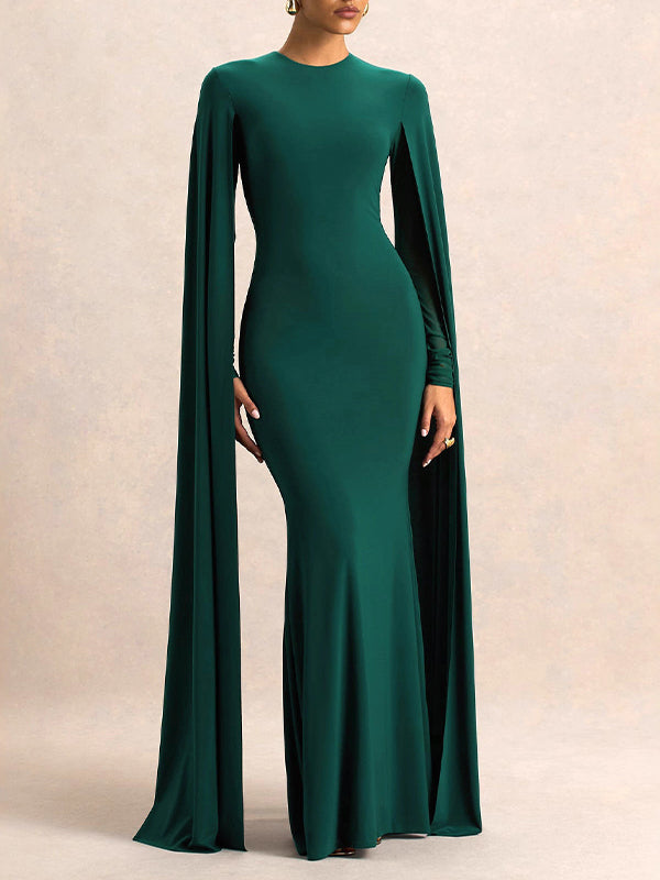 Solid Draped Maxi Dress