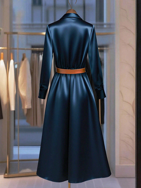Satin Shirt Dress