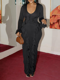 Solid Ruffle Maxi Dress