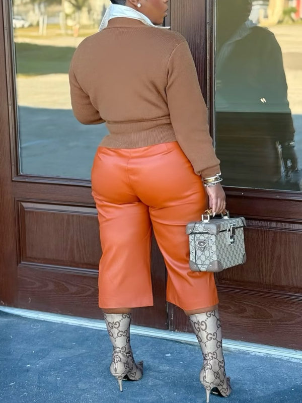 Faux-Leather Culotte Shorts