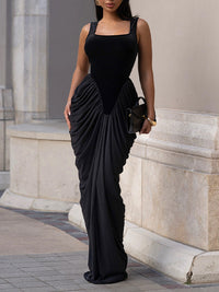 Ruched Combo Sleeveless Maxi Dress