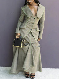 Plaid Blazer & Skirt Set