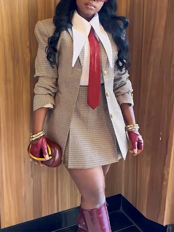Beautiedoll Plaid Blazer & Skirt Set