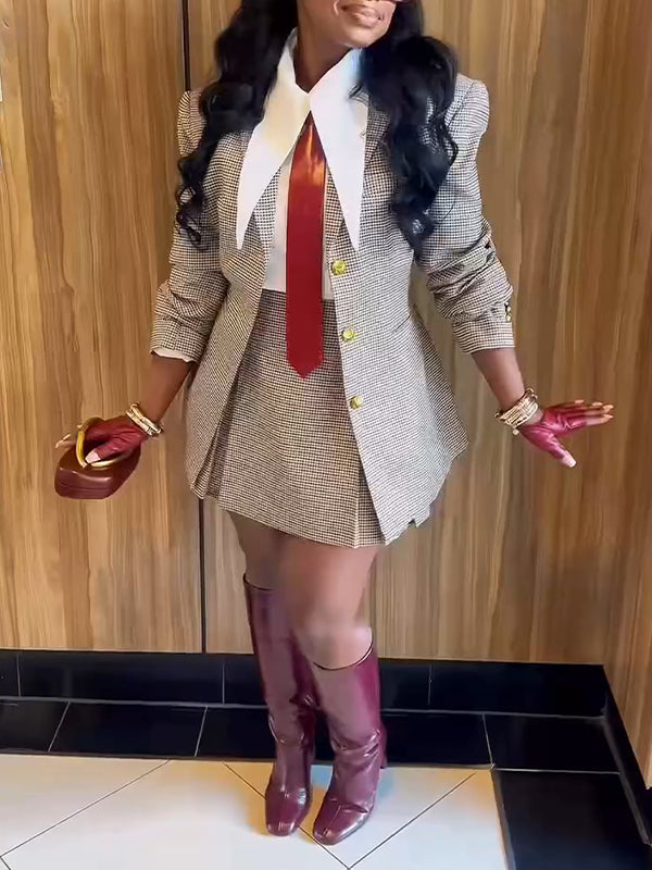 Plaid Blazer & Skirt Set