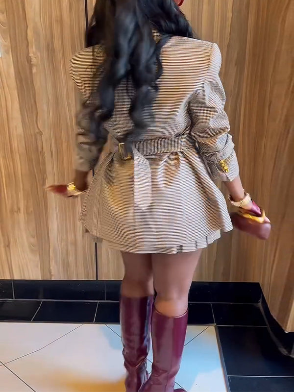 Beautiedoll Plaid Blazer & Skirt Set