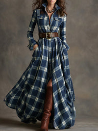 Plaid Belted Shirt Dress
