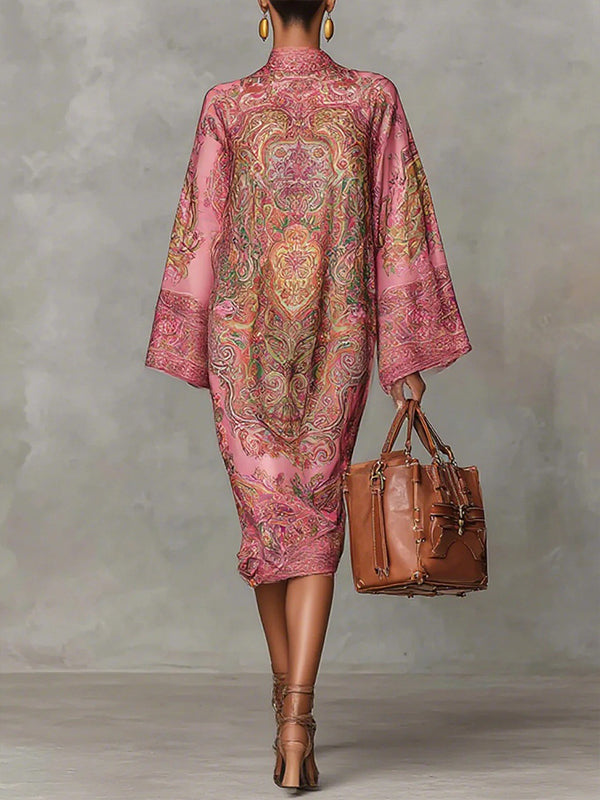 Printed Mock-Neck Midi Dress