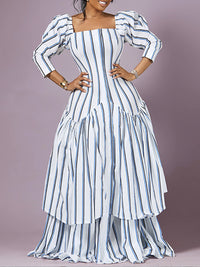 Stripe Square-Neck Maxi Dress
