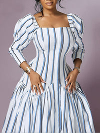Stripe Square-Neck Maxi Dress