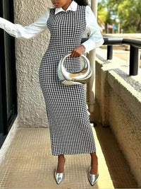 Houndstooth Combo Dress