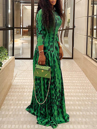 Printed Mock-Neck Maxi Dress