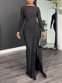 Solid Side-Slit Tied Maxi Dress