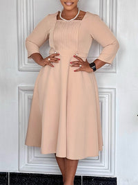 Square-Neck Ruched Dress