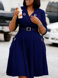 Lapel Belted Dress