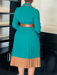 Belted Pleated Blazer Dress