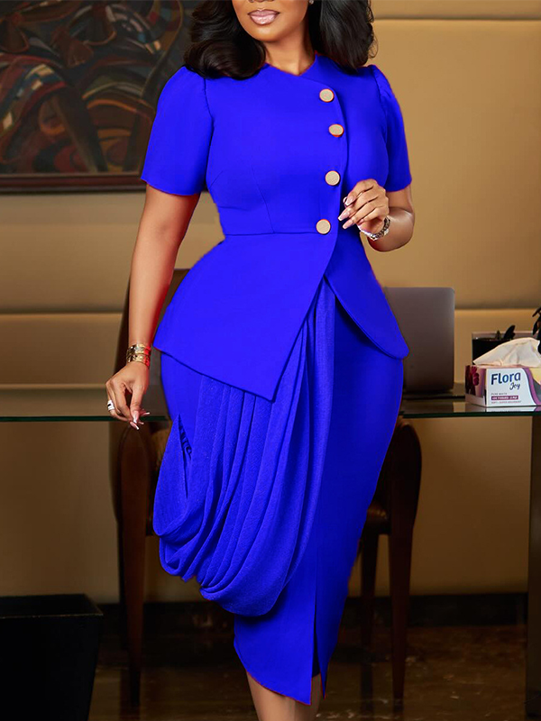 Button Blazer & Skirt Set