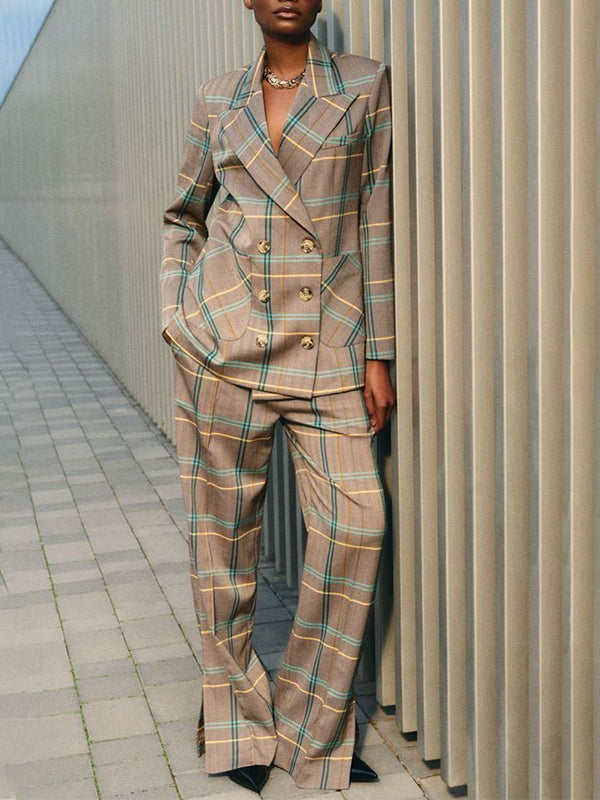 Plaid Blazer & Pants Set