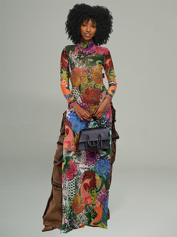 Printed Slit Tunic Top