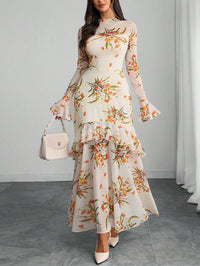Printed Bell-Sleeve Maxi Dress
