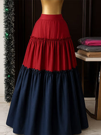 Colorblock Frilled Full Skirt