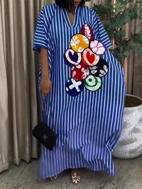 Stripe V-Neck Maxi Dress