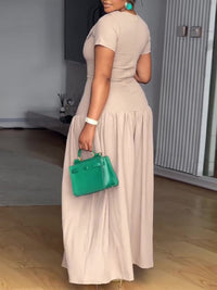 Solid Button-Front Maxi Dress