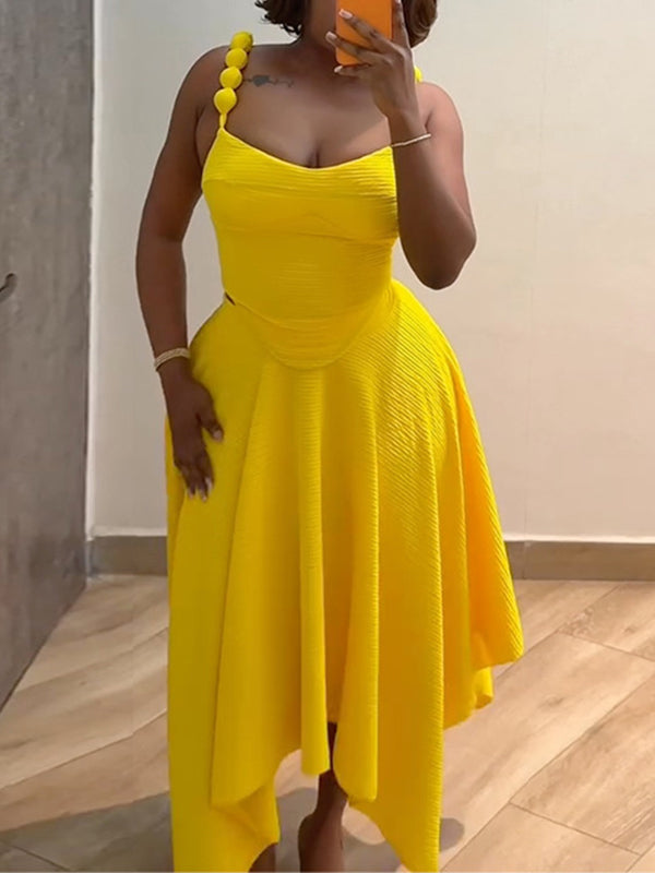 Solid Cami Top & Asymmetric Skirt Set