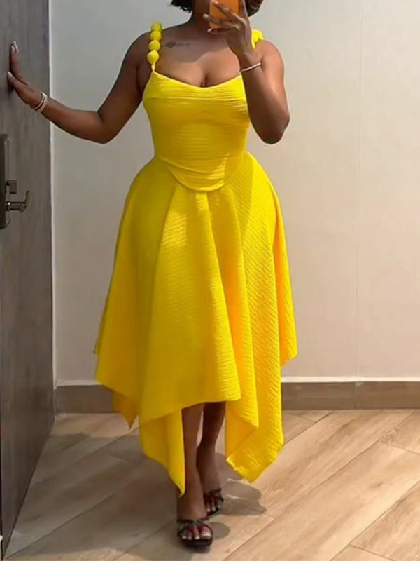 Solid Cami Top & Asymmetric Skirt Set