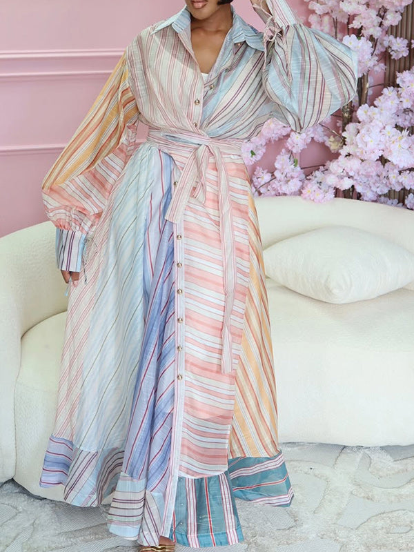 Stripe Tied Shirt Dress