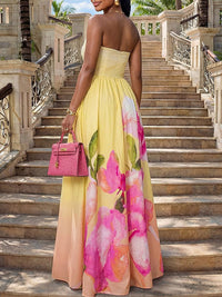 Floral Strapless Maxi Dress