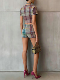 Double-Breasted Top & Shorts Set