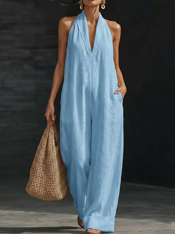 V-Neck Sleeveless Jumpsuit