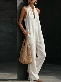 V-Neck Sleeveless Jumpsuit