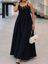 Solid Floral Cami Maxi Dress