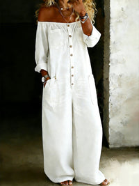 Off-Shoulder Denim Jumpsuit