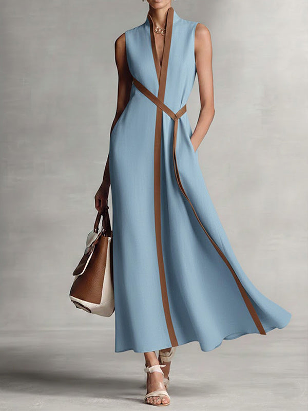 Contrast Sleeveless Dress