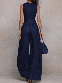 Stripe Sleeveless Wide-Leg Jumpsuit