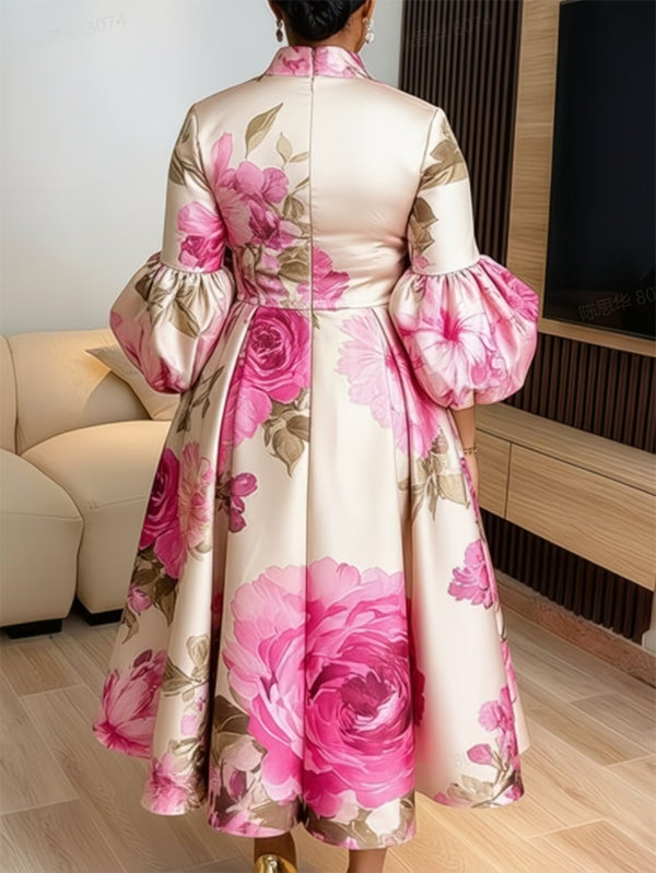 Floral Puff-Sleeve Dress