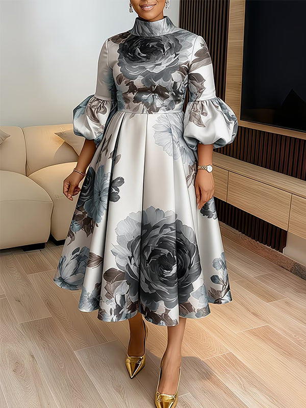Floral Puff-Sleeve Dress